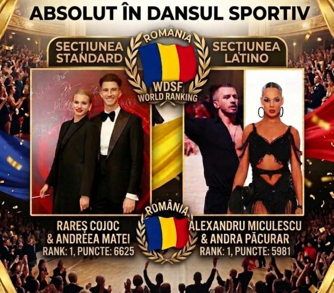 România, lider mondial în dansul sportiv: performanță istorică în clasamentele WDSF