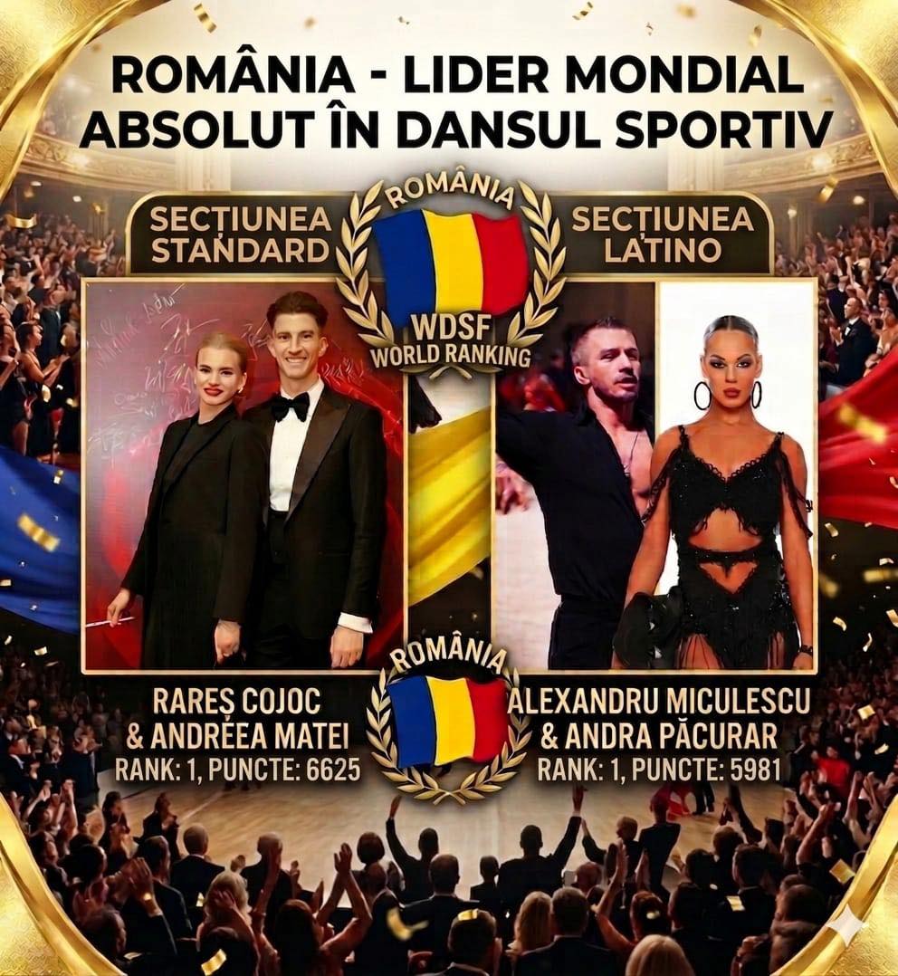 România, lider mondial în dansul sportiv: performanță istorică în clasamentele WDSF