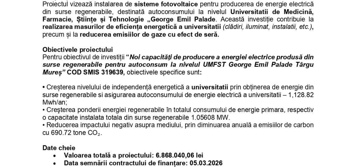 ANUNȚ LANSARE PROIECT