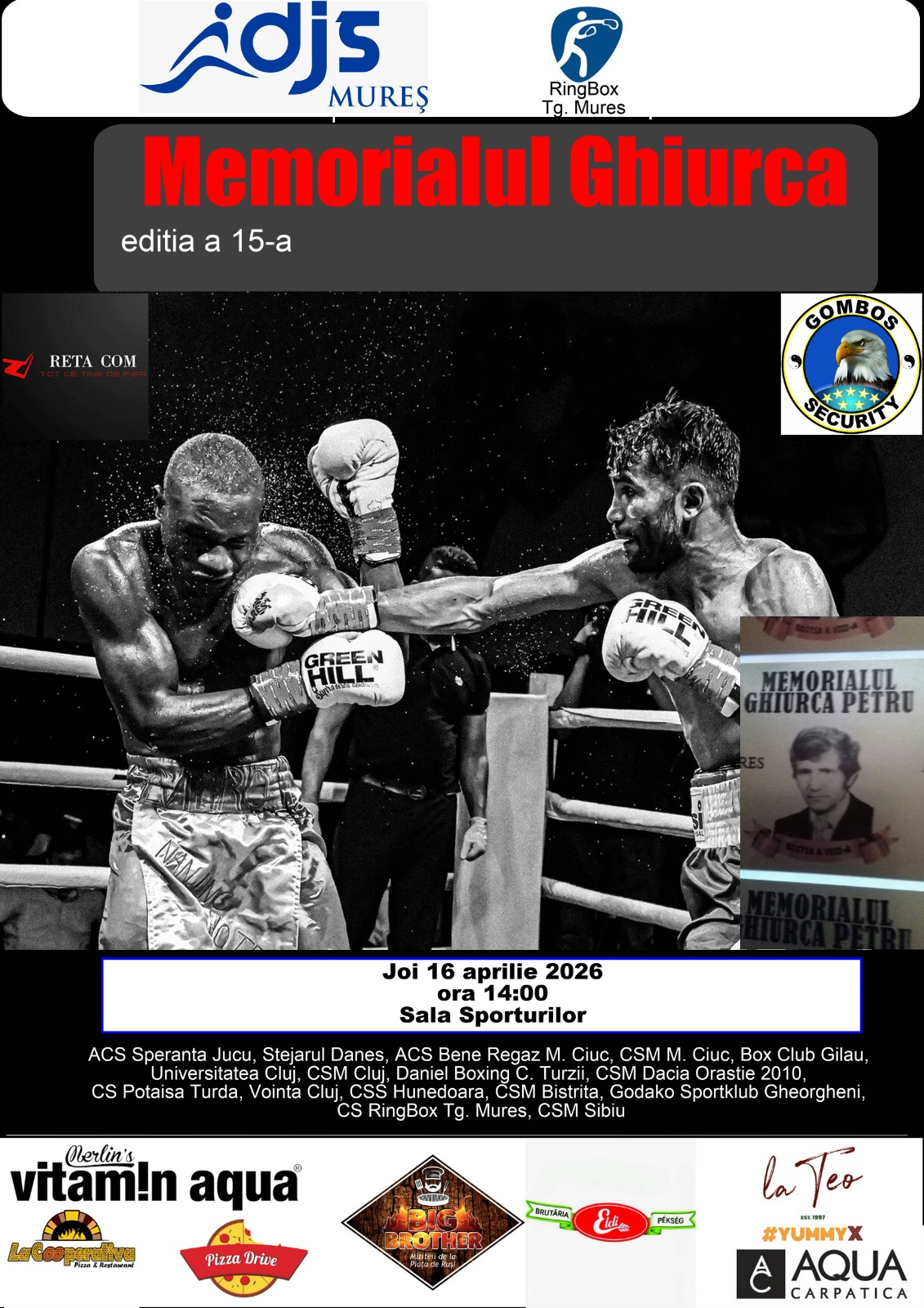 Memorialul Ghiurca revine la Târgu Mureș: ediția a XV-a aduce pugiliști din toată țara