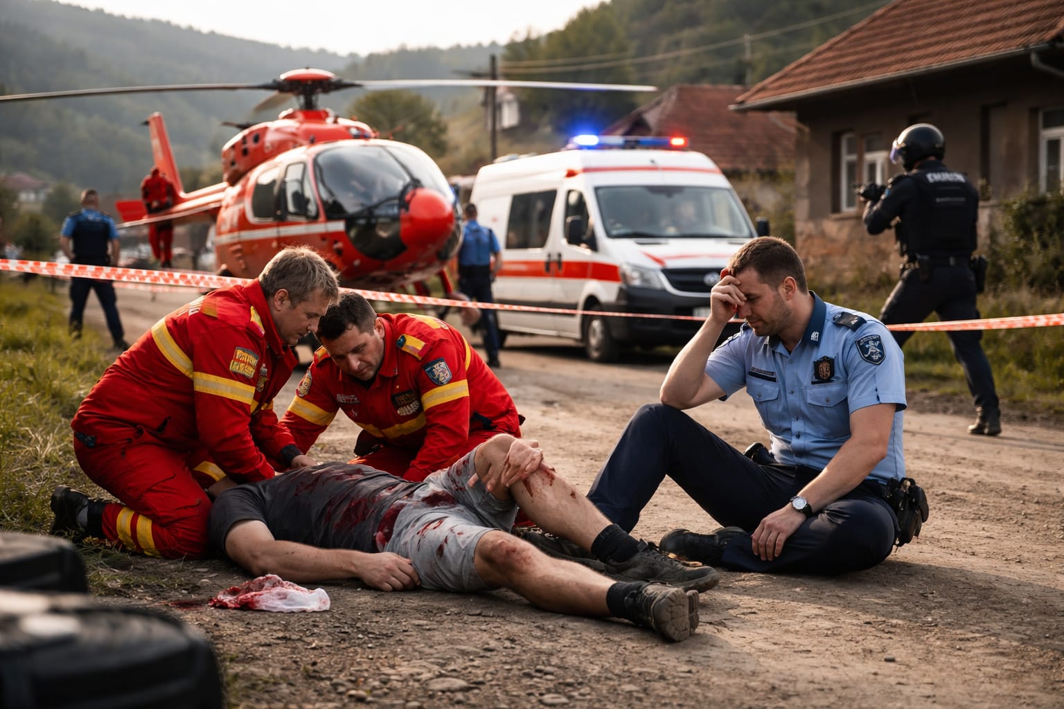 Polițist lovit în cap la Vătava! S-a tras cu arma pentru a opri agresorul