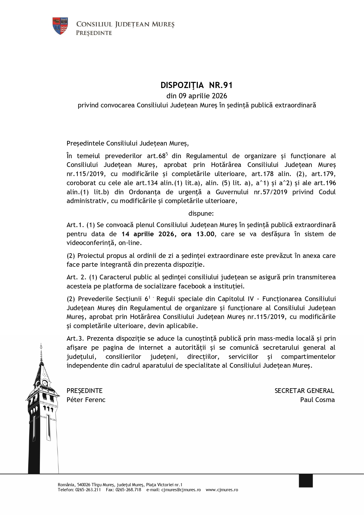 DISPOZIŢIA NR.91