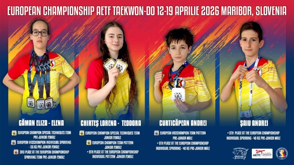 România, campioană europeană la Taekwon-do ITF! Din lot au făcut parte și sportivii de la Jaguar Academy Mureș